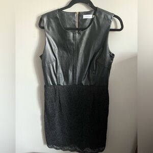 Calvin Klein Black Faux Leather Top & Lace Mini Dress
